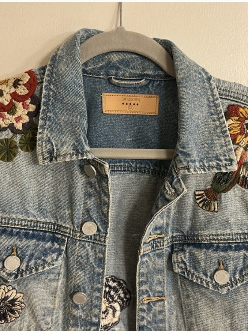 Blank NYC Embroidered Denim Jacket - Size L